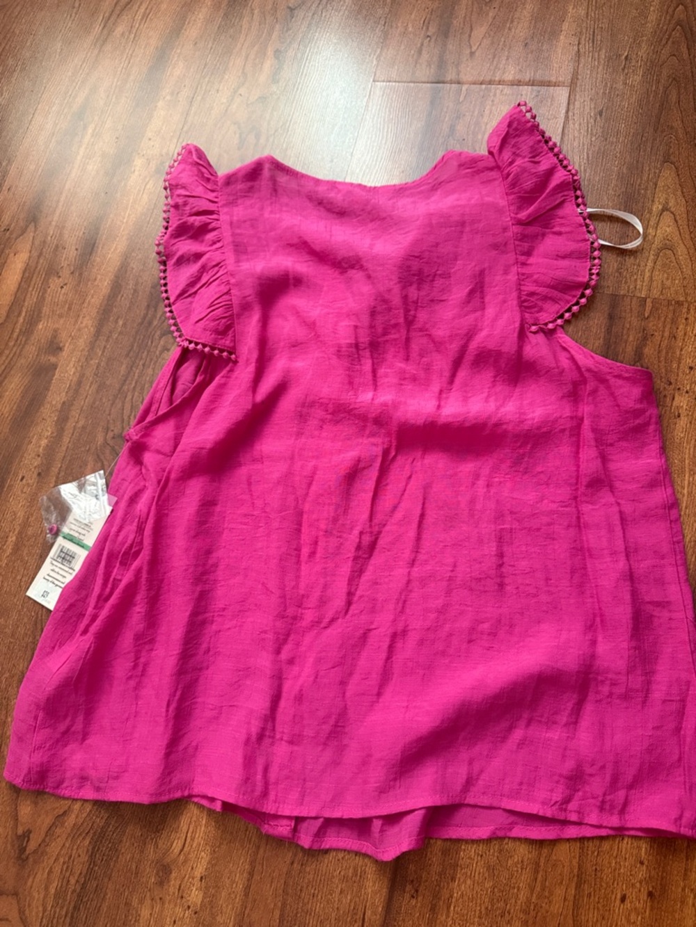 Nanette Lepore Hot Pink Embroidered Ruffle Shell - Picture 4 of 4
